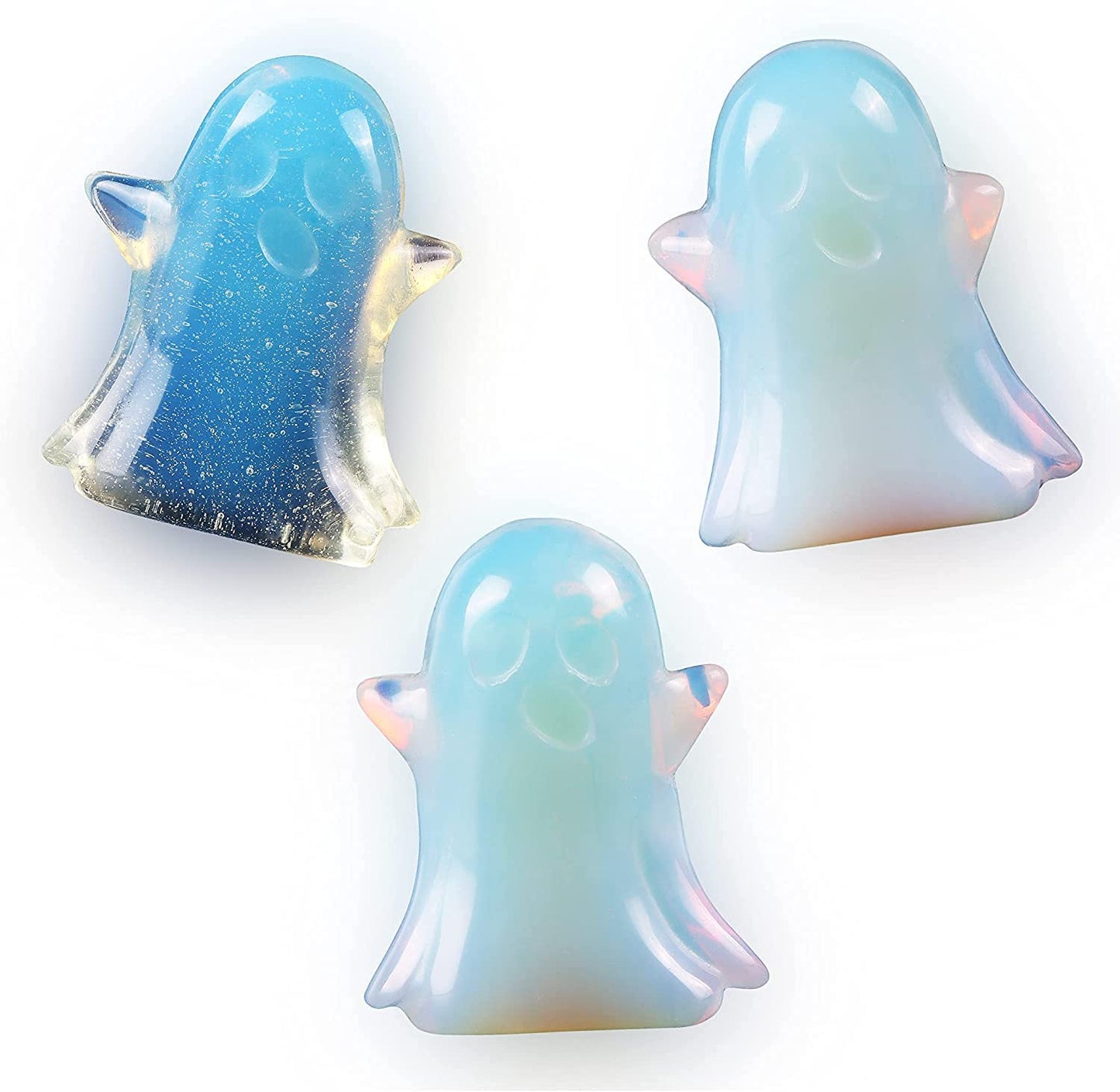 Artistone 1.7" Opalite Ghost Crystal Figurines Decor Statue Hand-Carved Polished Gemstone Ghost Sculpture Reiki Healing Stones for Halloween Carnival Party Decoration(Gift Box)
