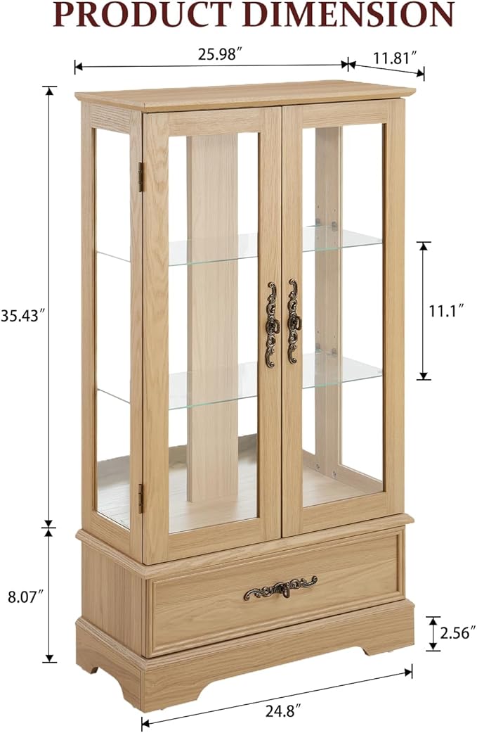 Lighted Glass Curio Display Cabinet