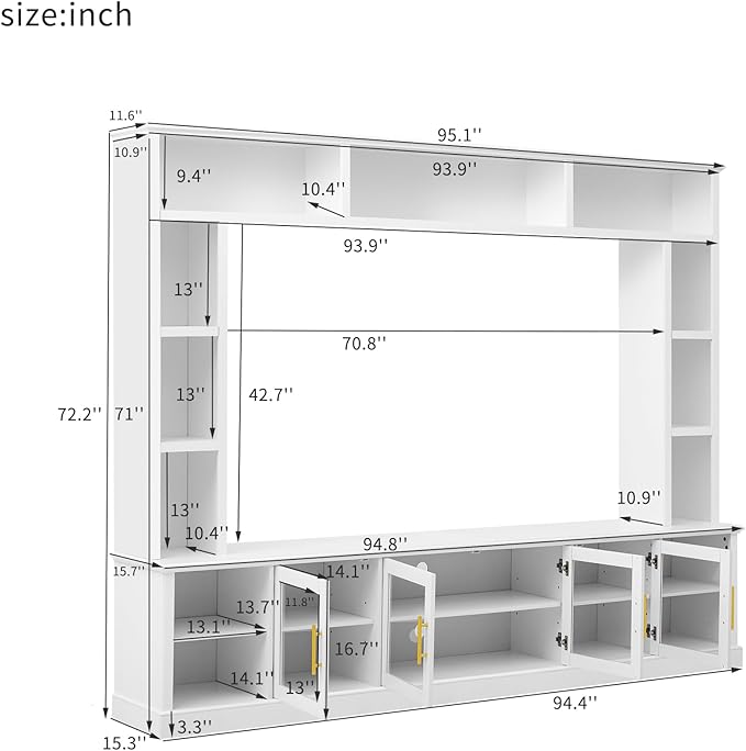 Merax 95" Entertainment Center for TVs up to 80", All-in-One TV Stand