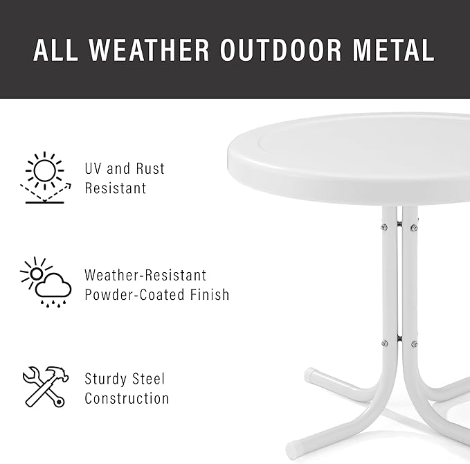 Crosley Furniture Griffith Weather Resistant Retro Metal Outdoor Side Table