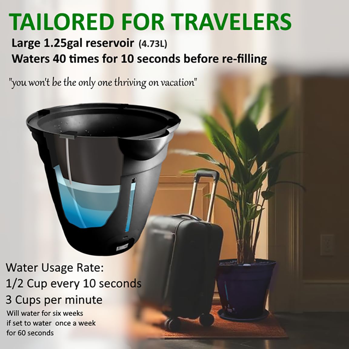 LAEBUILD Motorized Self Watering Plant Pots for Indoor Plants, 1.25 Gallon Automatic Planter with Programmable Pump, LED Indicator for Office Decor & Gardening