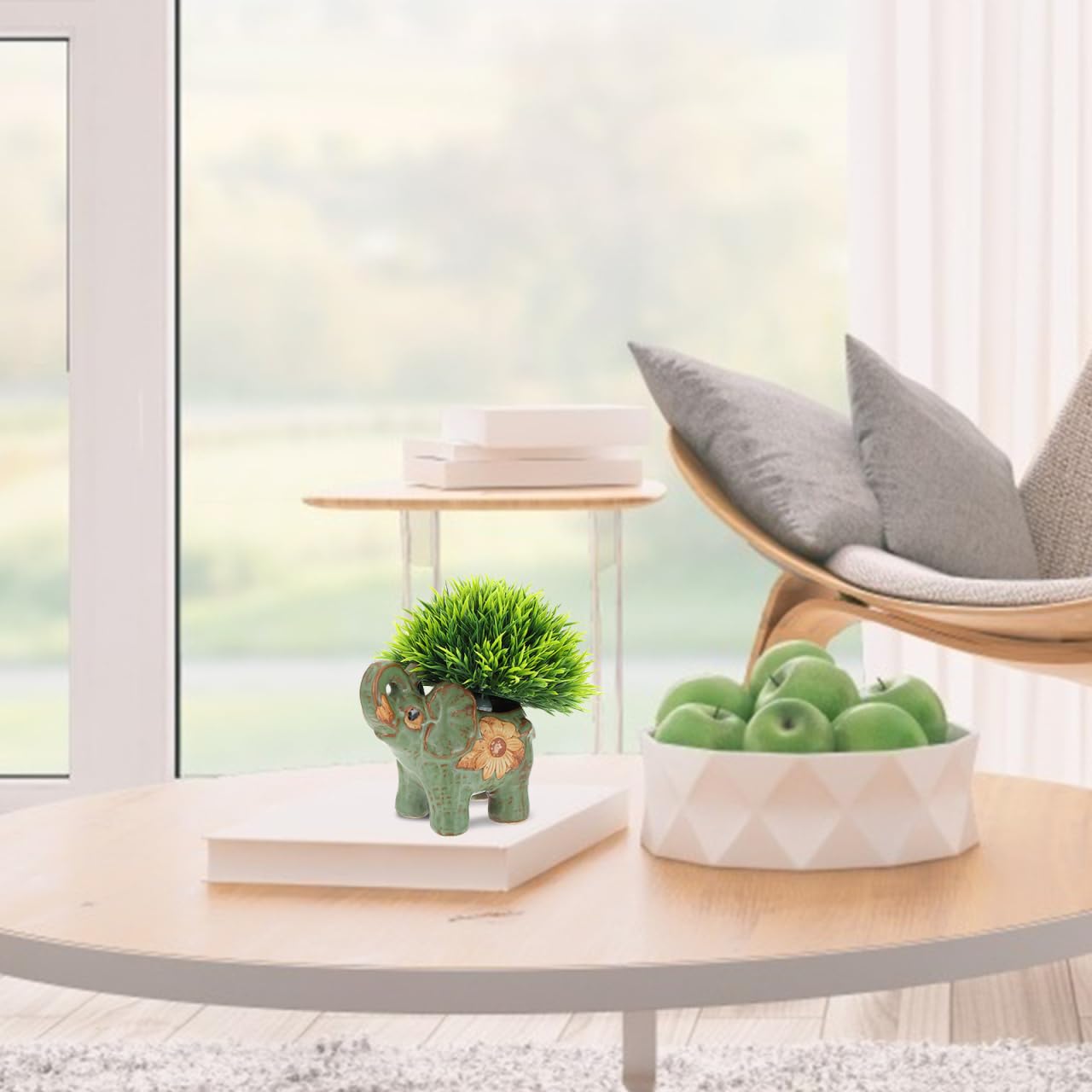 BESTonZON Elephant Shaped Ceramic Succulent Pot 4.72X4.52X2.75In Breathable Planter Home Office Desktop Decoration Flower Pot for Succulents and Cactus
