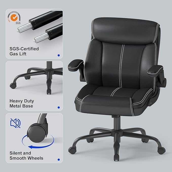 AnyGod 1Pcs Office Chair for Men Women Home Office Pu Leather High Back 360