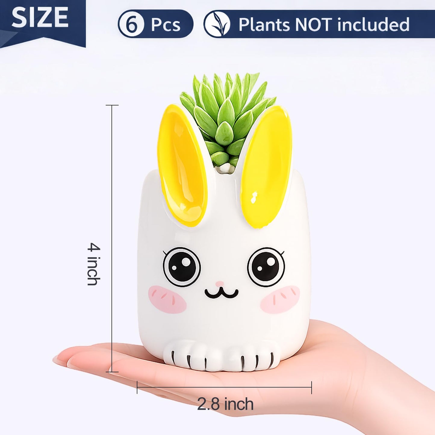 6 Pcs Cartoon Animal Succulent Pots with Drainage - 2.8 Inch Cute Ceramic Mini Planters for Small Plants, Cactus, Air Plants - Decorative Animal Flower Pots for Indoor Desk, Home Decor