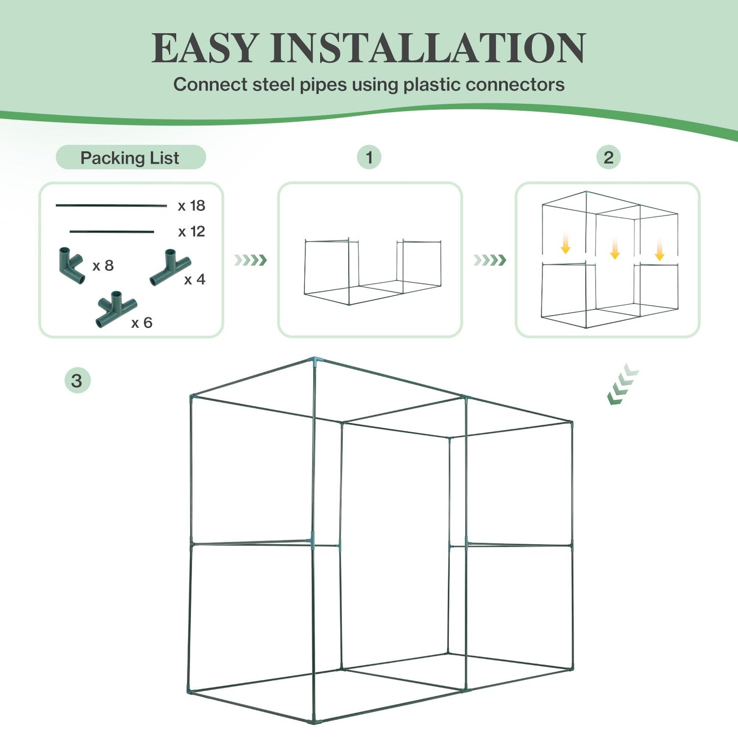 BPS Crop Cages for Garden Plant, 8x4x6 Ft Plant Netting Protection Tent with Zippered Door for Plants, Raised Garden Bed Cover with Frame for Vegetables, Fruits and Flowers