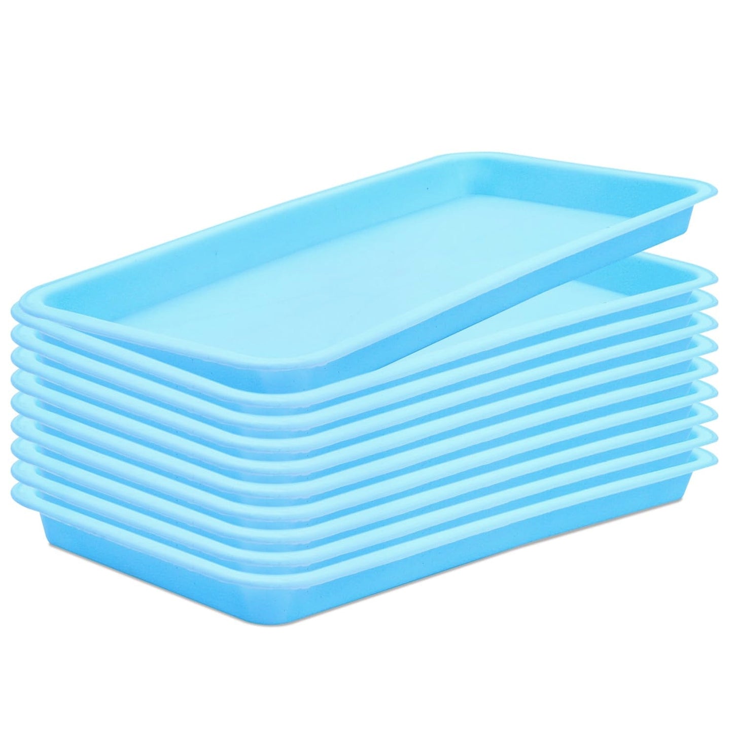 Nsmykhg Plant Drip Trays,10 Pack Plant Saucer Tray Flower Pot Drip Trays,Large Rectangular Plant drip Tray, Sturdy Rectangular Plant Saucer Drip Trays for Indoor and Outdoor (Blue)