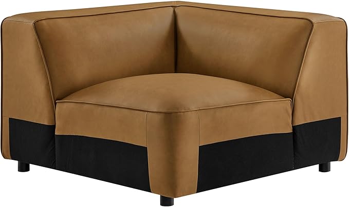 Modway Auren Vegan Leather Corner Modular Chair in Camel