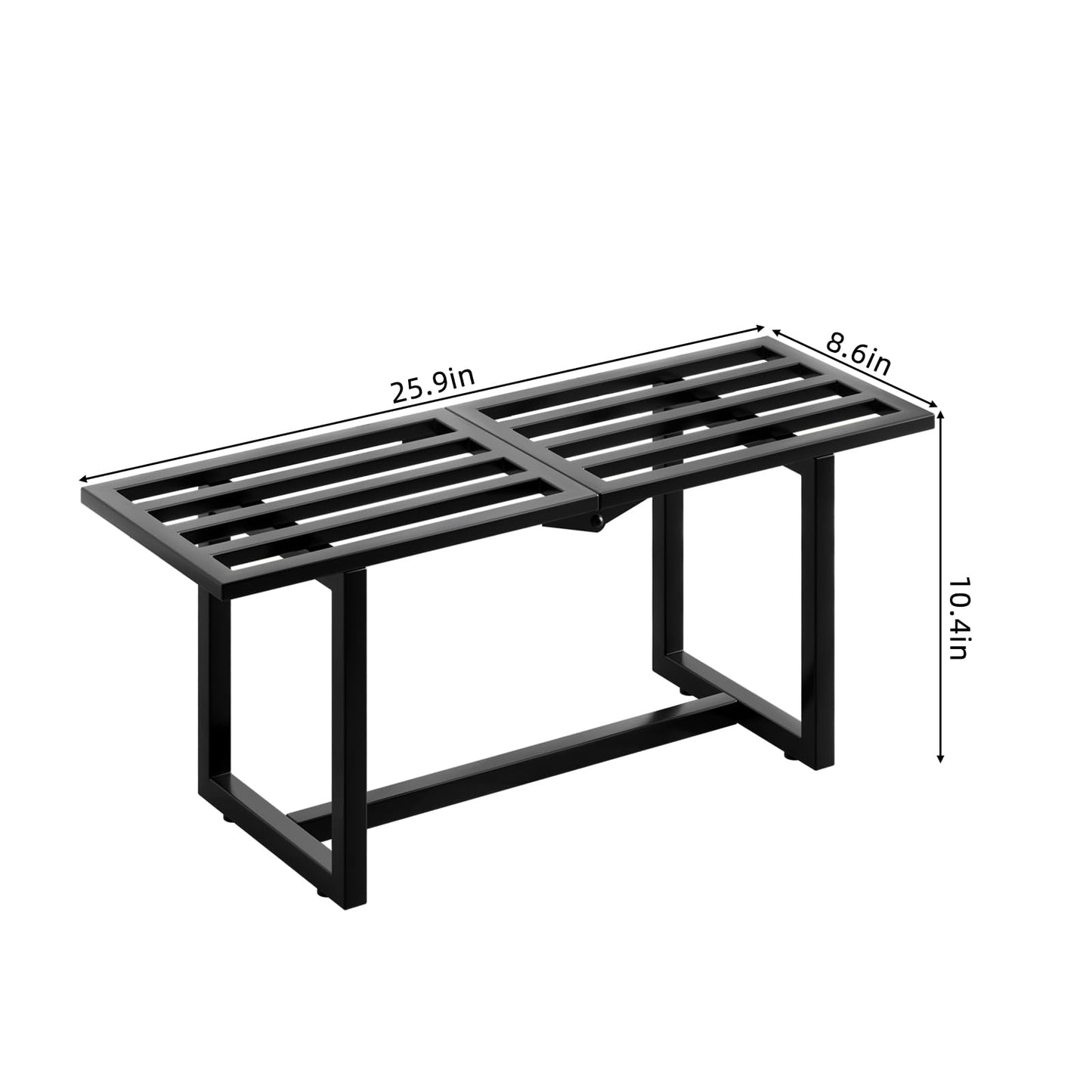 Rioneta Plant Stand Indoor Outdoor, Foldable Metal Plant Shelf for Multiple Pots, Mid Century Slatted Bench for Patio Garden, Heavy Duty Capacity 330 lbs 2 Pack Black