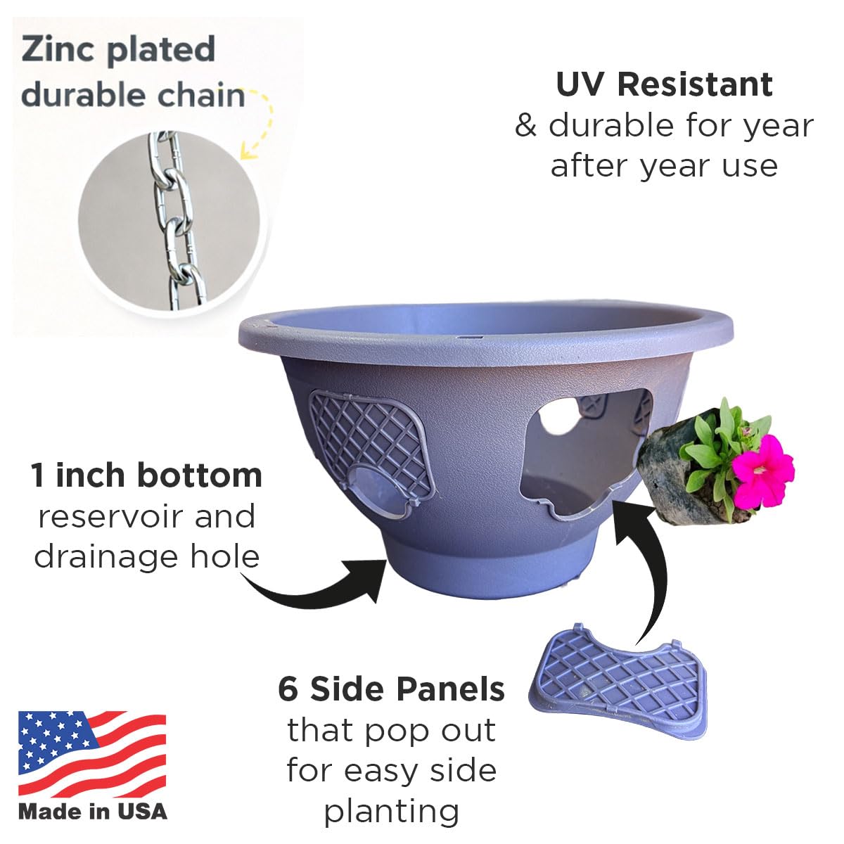smart spring Ultimate Hanging Baskets - Strawberry, Tomato, Flower, and Herb Outdoor Planters - Use Garden Pots for Growing Plants Outside On A Deck, Fence, or Balcony (2)