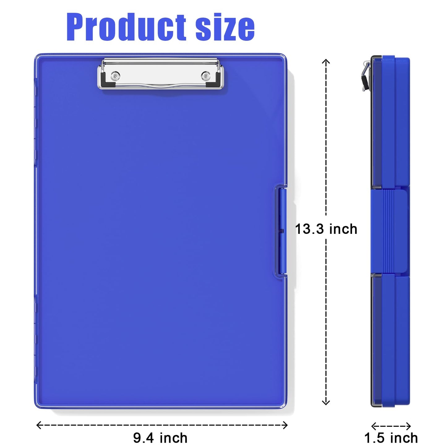 Hongri Clipboard with Storage, Blue 8.5 x 11 Folder Nursing Side Opening, Heavy Duty with Dual Compartment, Smooth Writing for Teachers, Classroom, Size 13.3 x 9.4 x 1.5 in, Office & School Supplies