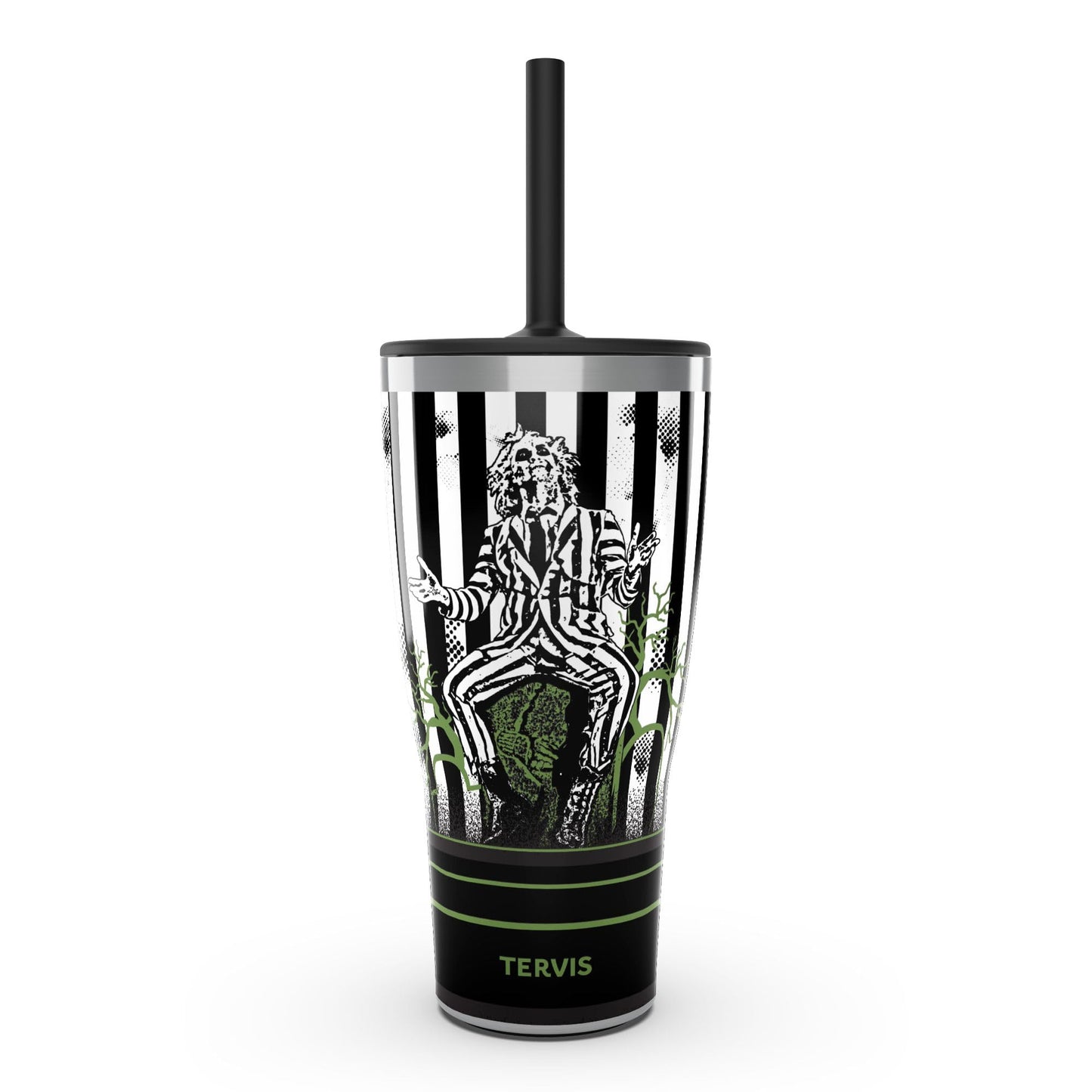 Tervis Beetlejuice Triple Walled Insulated Tumbler Travel Cup Keeps Drinks Cold & Hot, 30oz with Straw Lid, Stainless Steel