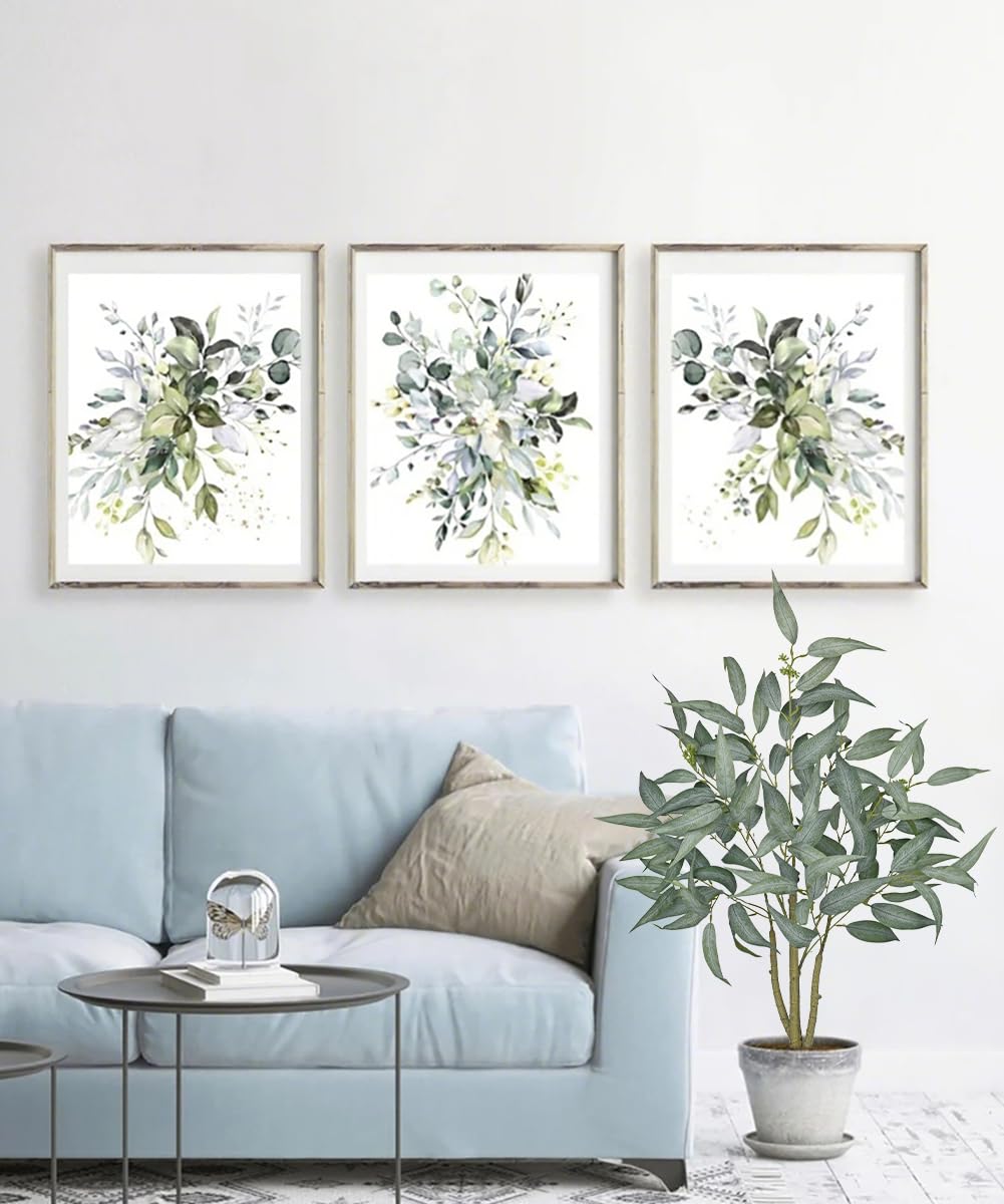 Artificial Eucalyptus Tree in White Pot – 3FT Faux Indoor Plant for Home Décor, Modern Greenery for Living Room, Bedroom, Office – Realistic Silk Leaves, Minimalist Planter