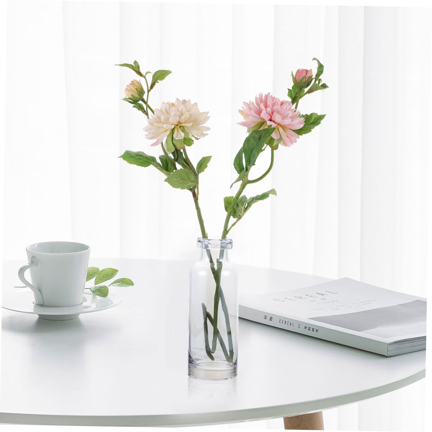 ABOOFAN Glass Vase for Hydroponics Plants Small Mouth Desktop Planter Terrarium for Home Decoration Smooth Transparent Floral Arrangement Container Gift Ready Decorative Propagation