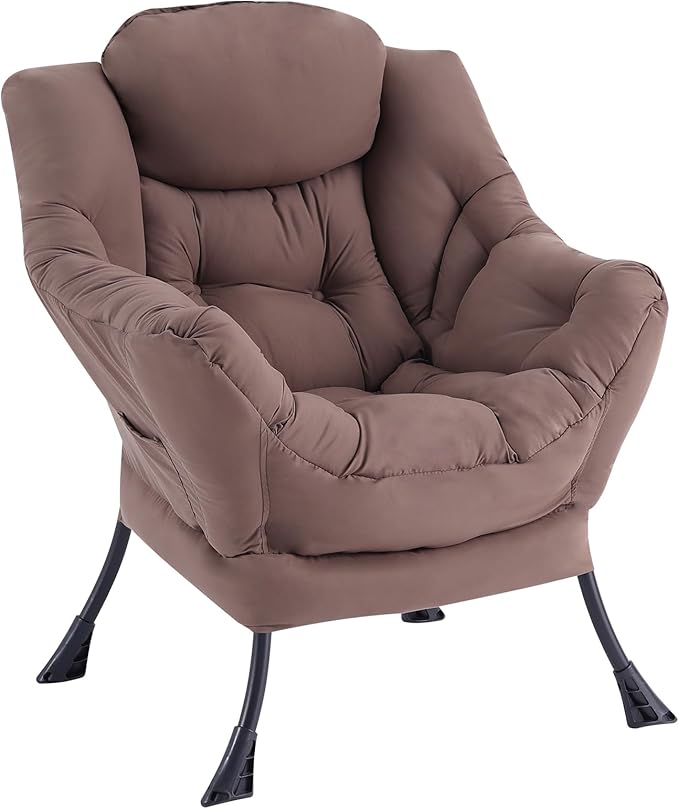 LITA Lazy Chair with Armrests and Side Pocket, Modern Upholstered Accent