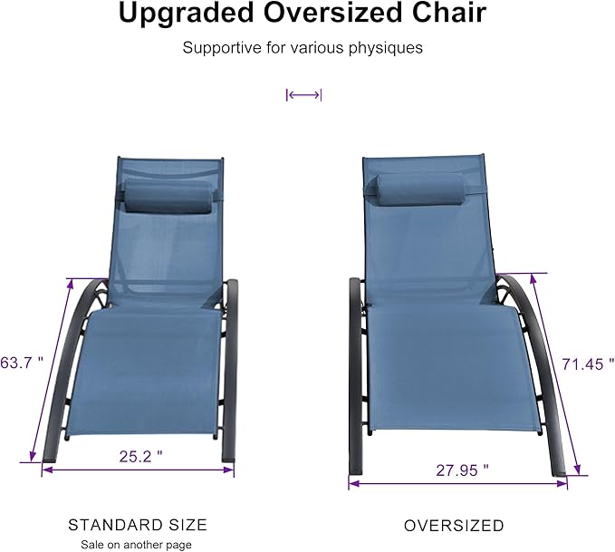 PURPLE LEAF Patio Oversized Chaise Lounge Chair Set