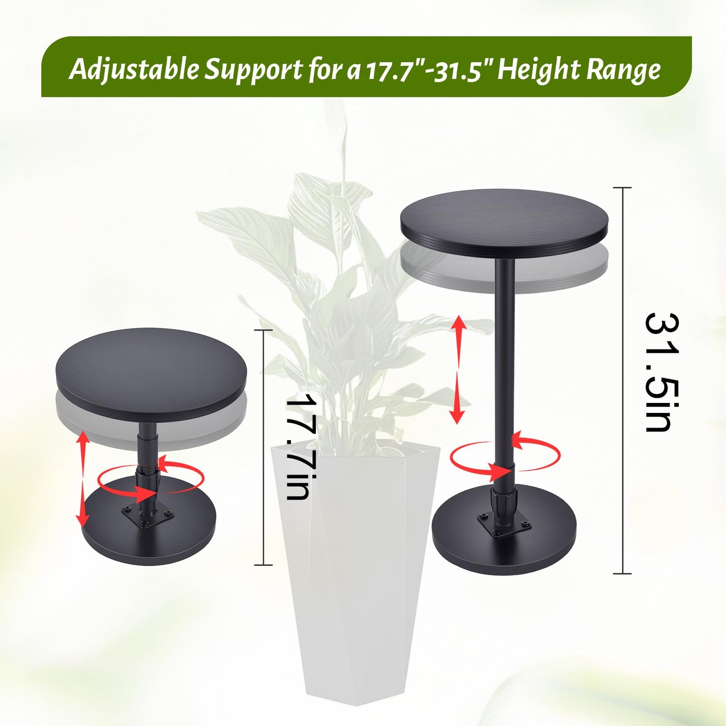 Decivems Universal Planter Insert, 2-Piece Adjustable Pot Riser for Inside Pots, 17.5"-31.5" Tall Plant Stand for Large Planter, Pot Filler for Indoor/Outdoor Plants, Fits 6/8/10 Inch Base (Square/Round)