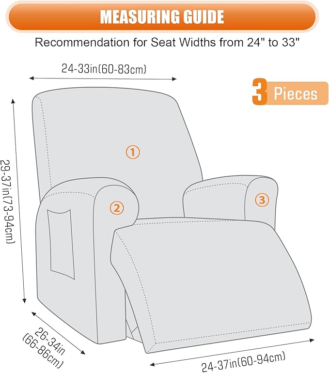 VANSOFY Recliner Chair Cover, 3-Pieces Stretch Lazy Boy Recliner Covers