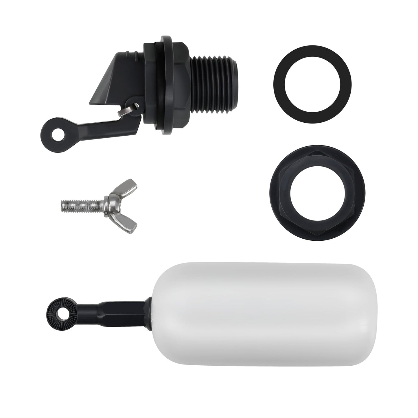 6 Pack Float Ball Valve, 3/4 inch, 1/2 Inch NPT Thread, OD. 0.84 inch (21.34mm), Adjustable Arm for Livestock Water Trough, Aquariums, Hydroponics - Automatic Fill and Control Water Level