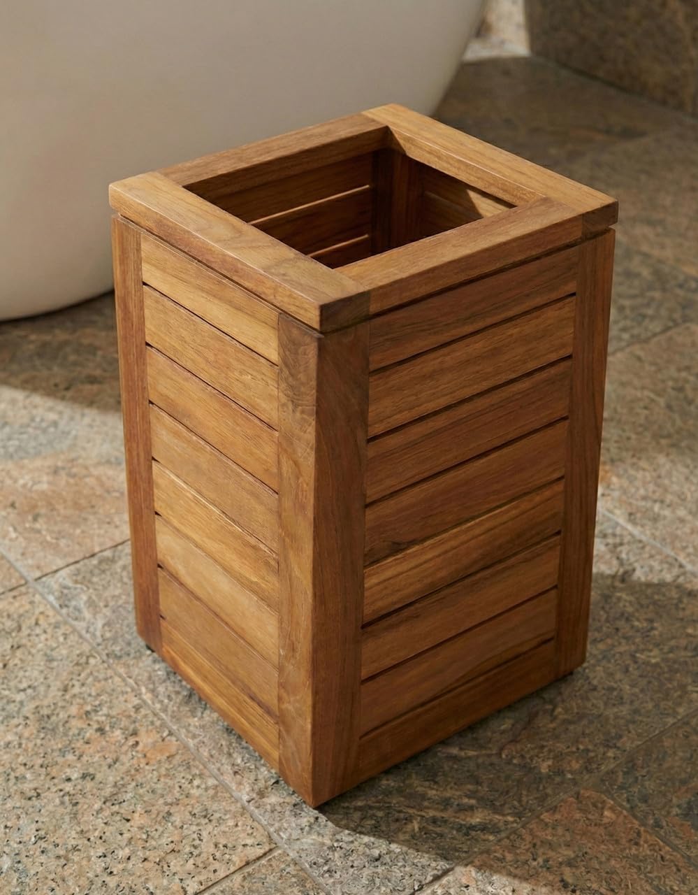 AquaTeak Spa Teak Waste Basket
