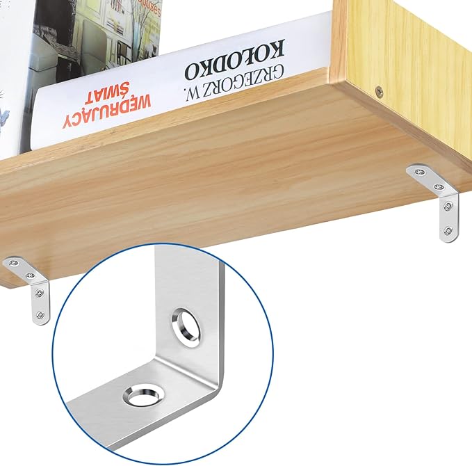 16 Pcs L Bracket Stainless Steel Corner Brace Sets, 90 Degree Right Angle
