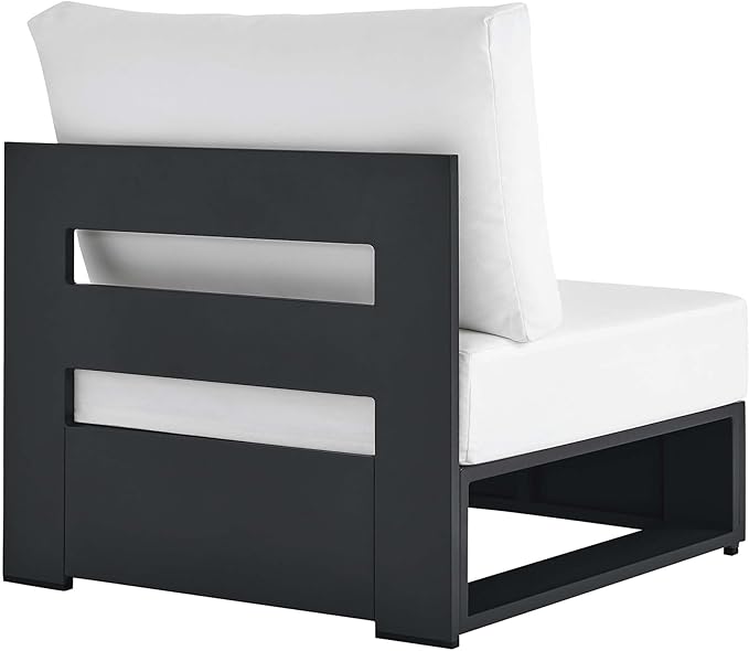 Modway Tahoe Aluminum Armless Patio Gray White Modular Weather-Resistant
