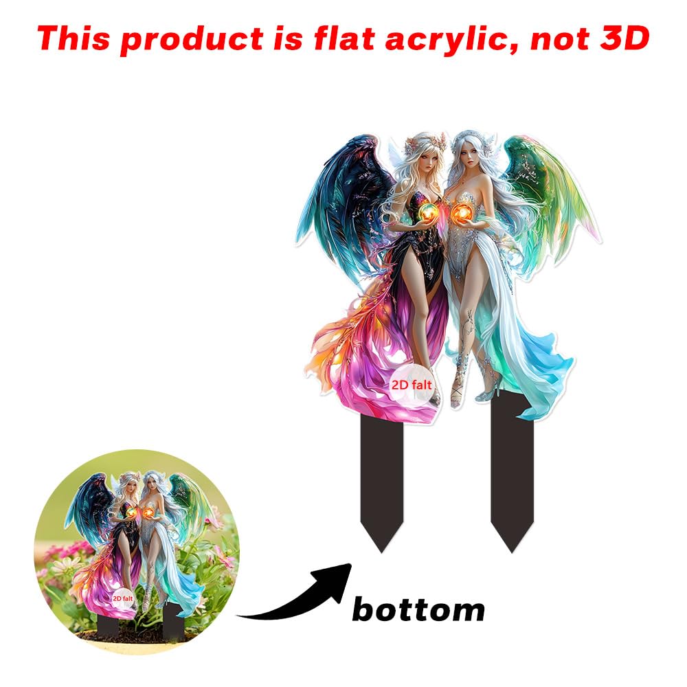 YUEYINGMG Garden Decor, Acrylic 2D Stake, Pot Plants Garden Yard Lawn Outdoor Fairy Statue Ornaments, Fairy Garden Accessories Decoration (Style C)