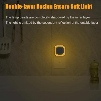 YUNLEX 2 Pack Plug in Dimmable Night Light, Auto Dusk to Dawn Sensor, Soft Golden Yellow Light for Bathroom, Hallway, Stairs, Kitchen, Bedroom, as Mother or Father Gifts