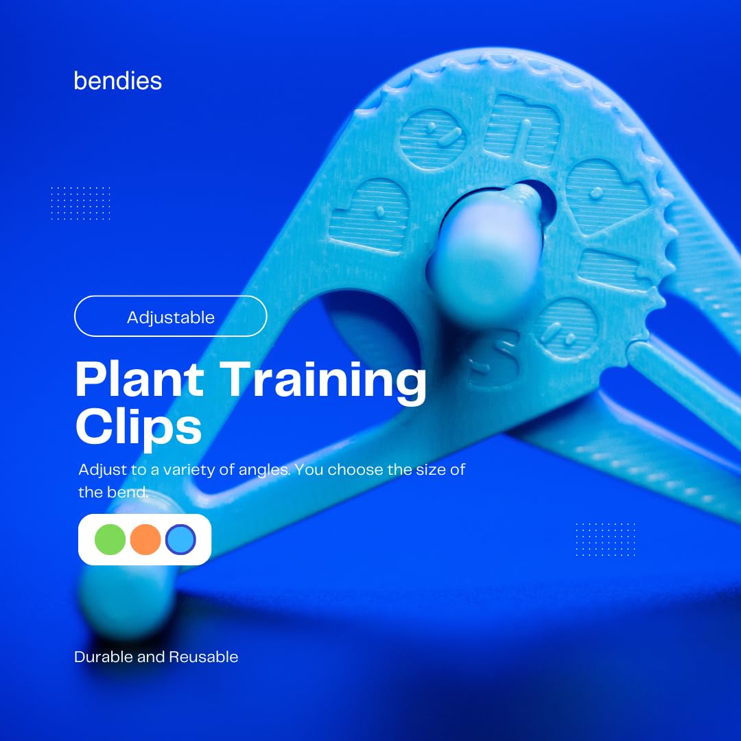Bendies LST Plant Training Clips 50 Pack Green - v2.0 Adjustable Low Stress Green Support Clips for Stem Bending, Grow Tent, Plant Ties & Gardening Accessories