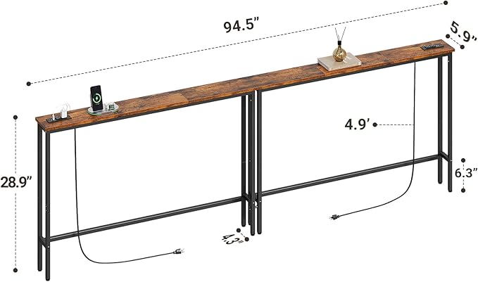 ELYKEN 94.5" Narrow Console Sofa Table