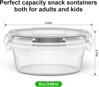 6 Pack Reusable Snack Containers with Lids 8 oz for Kids Toddler Adults,Overnight Oats Salad Food Storage Containers BPA Free Pp Food Grade