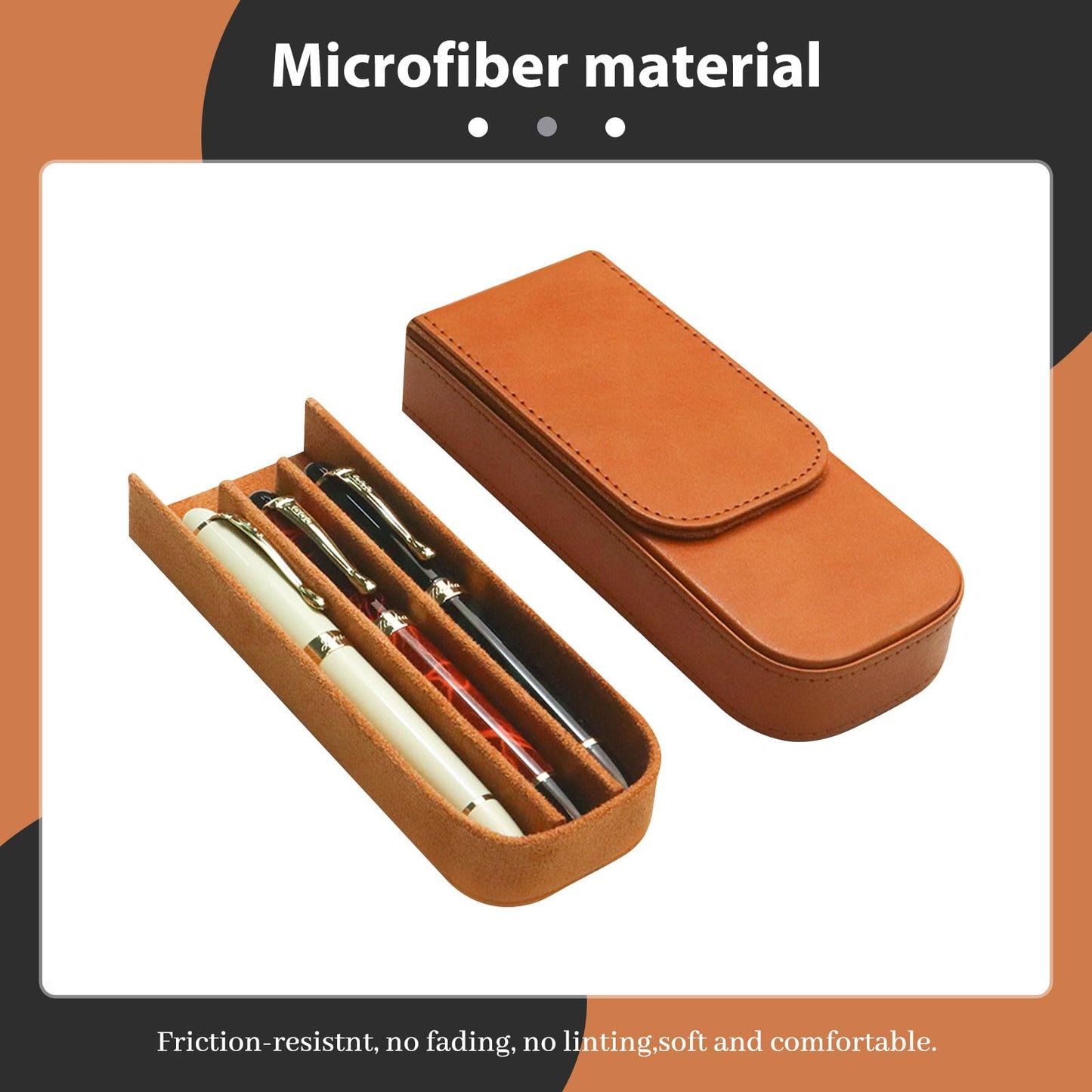 MIVLXLX Leather Triple Pen Case Pencil Pouch Holder for Three Fountain Ballpoint Rollerball Pens and Pencils Gift Choice for Man/Woman/Office (brown)