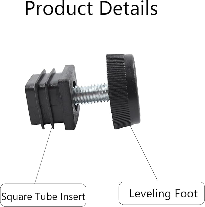 8Pcs Adjustable Leveling Feet, Square Insert Kit, Furniture Glide Leveler