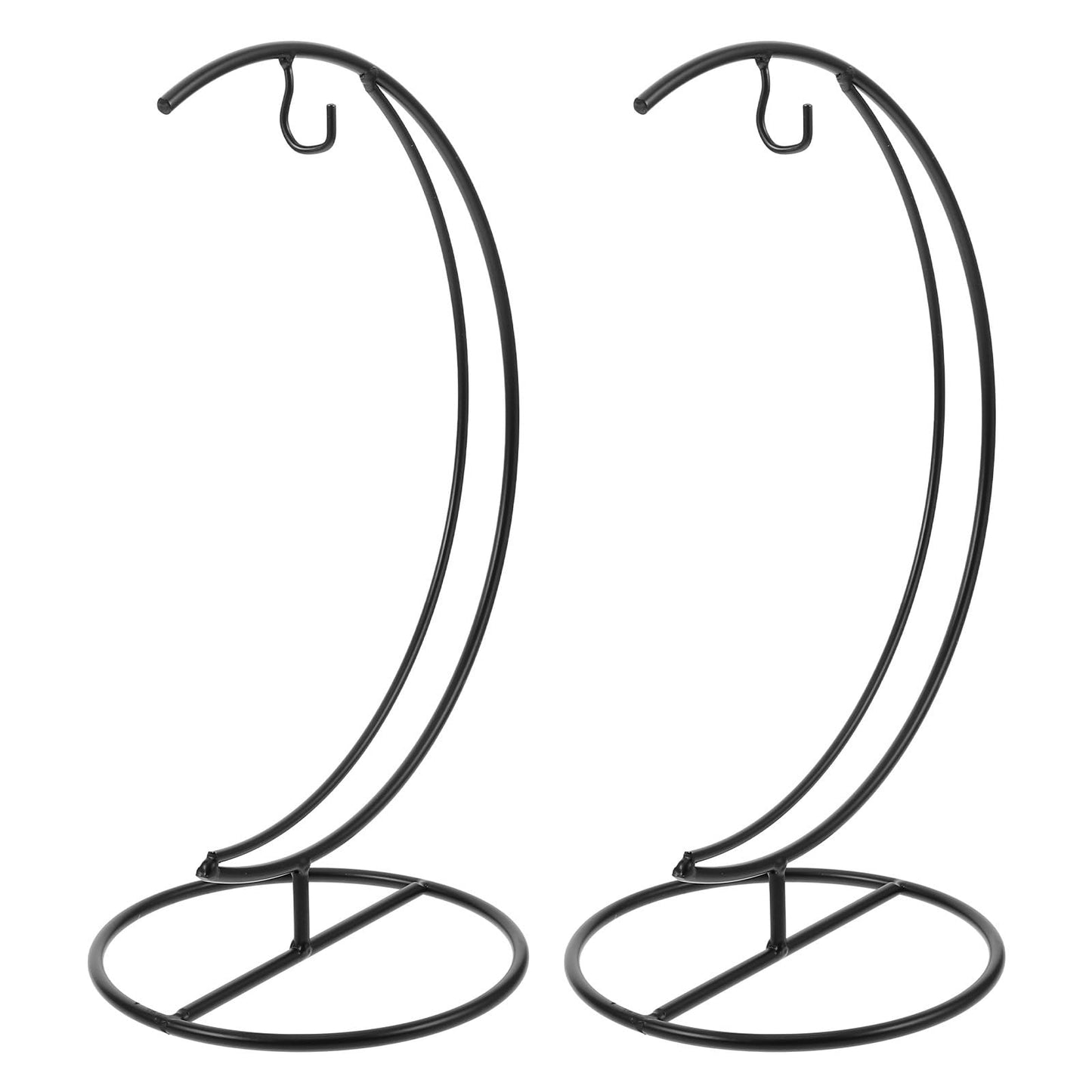 Cabilock Moon-shaped Hanging Hook Stand 2pcs Black Metal Vase Hanging Stand Terrarium Display Rack Air Plant Holder Indoor Outdoor Decorative Plant Bracket