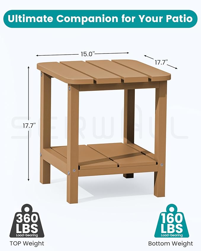 SERWALL Double Adirondack Side Table Rectangular End Table