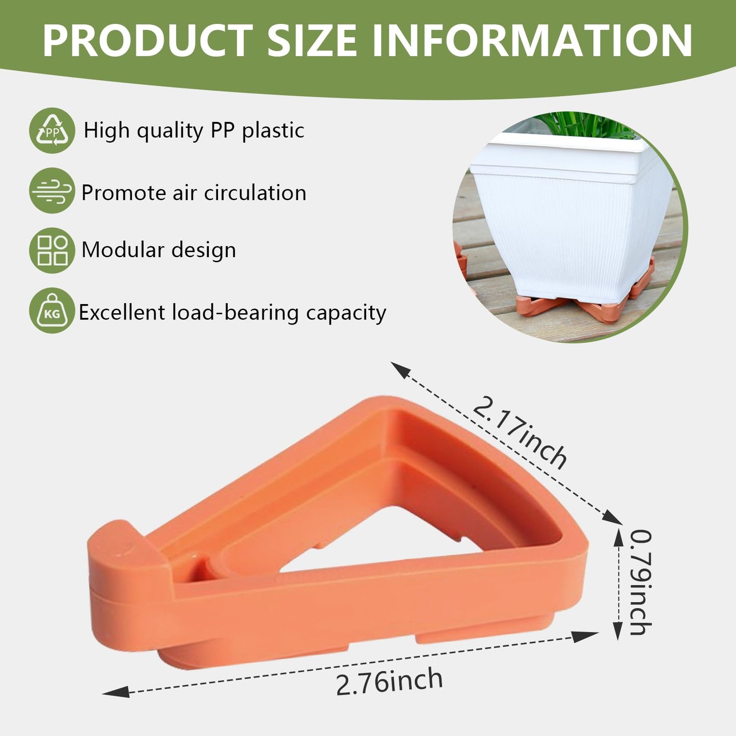 alalalight 24PCS Flower Pot Risers Toes，Invisible Plant Pot Feet for Outdoor Planters，Indoor Secure Compressive Environmental Triangular Lifters Supports (Small Orange)
