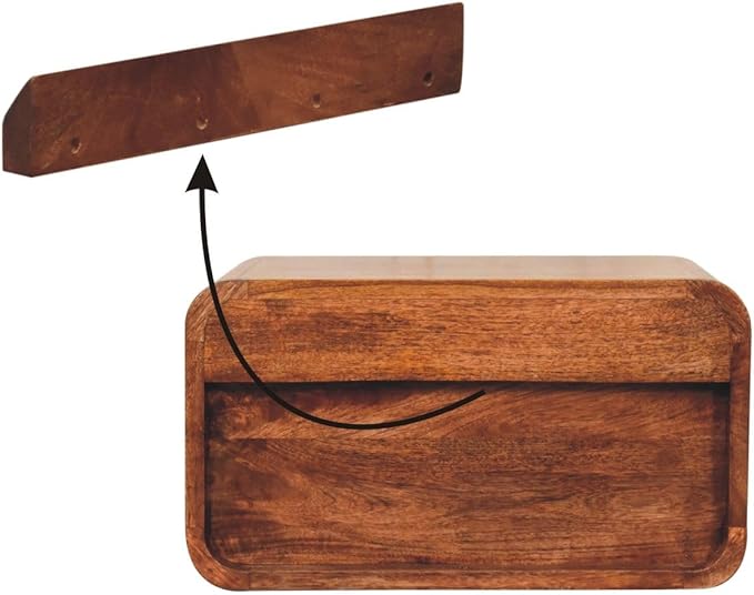 Furniture Solid Wood Curved Honey Caramel Wall Mounted Bedside