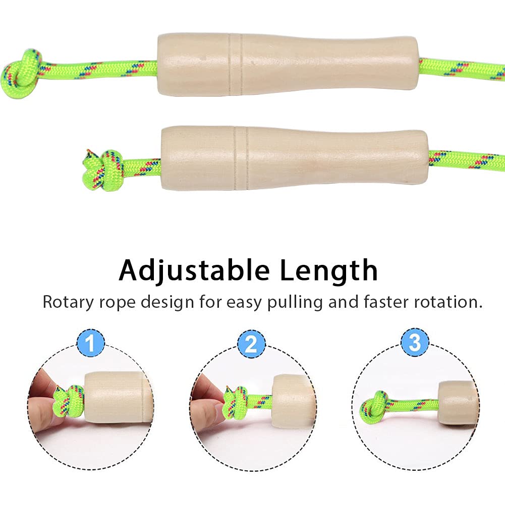 Double Dutch Jump Rope 16 ft 2 Pack, Adjustable Long Skipping Rope with Wooden Handle, Multiplayer Team Jumping Rope for Kids Adults, Long Enough for 5-6 Jumpers