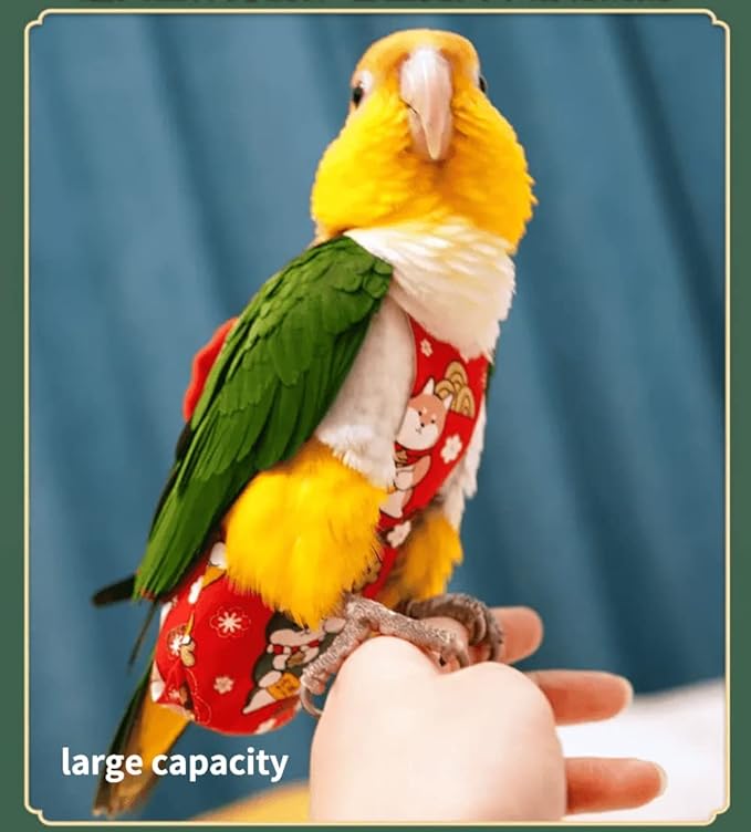 Bird Flight Suits Diapers, Parrot Flight Suits Diapers for Monk Parakeets, Cockatiels Flight Suits, Parrot Clothes, Bird Training Nappy Suit Liners Clothes (Medium,Blue-B)