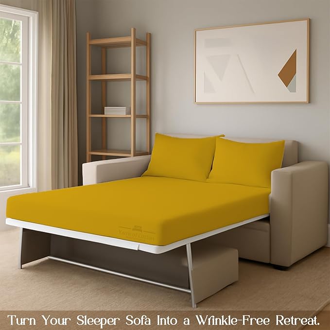 Sleeper Sofa Bed Sheet, 100% Cotton 400 Thread Count, 4 Piece Set, Deep Pocket