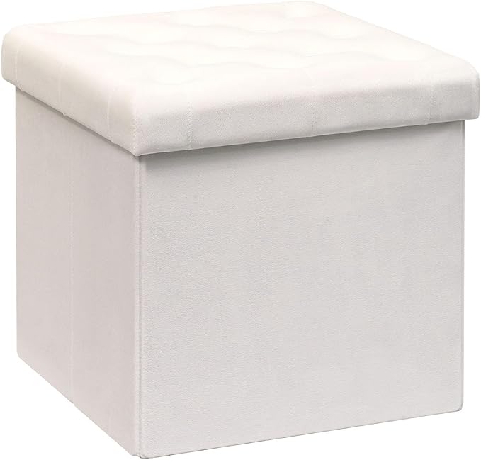 B FSOBEIIALEO Storage Ottoman Velvet Tufted Folding Ottomans Footstool Rest Seat