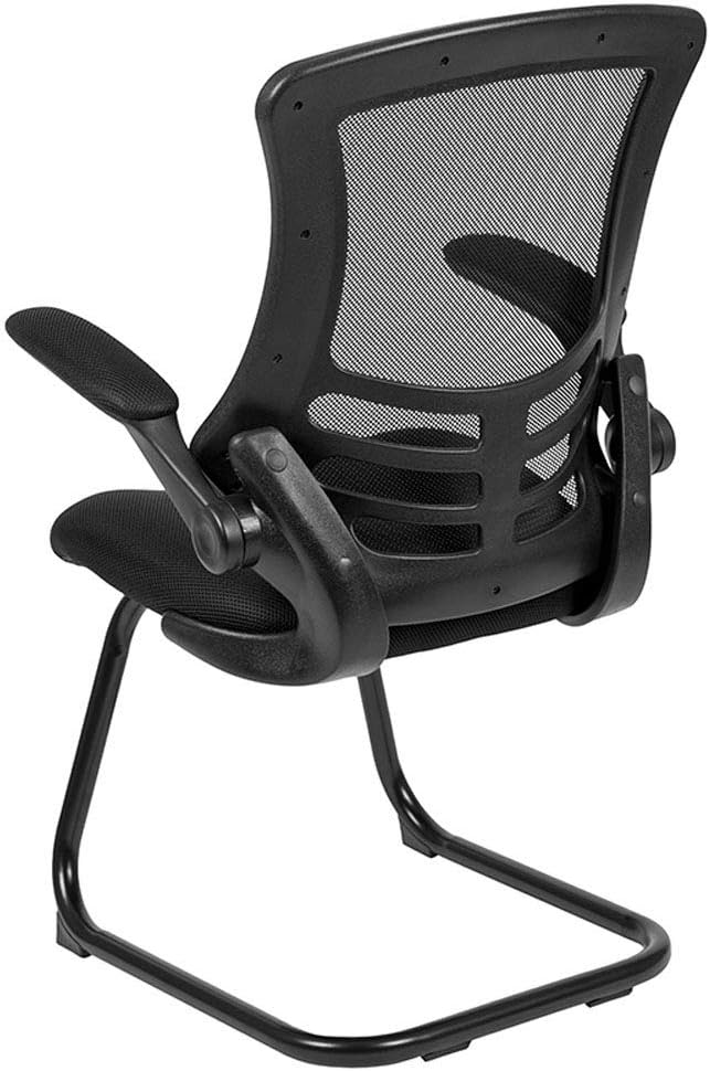 Flash Furniture Kelista Black Mesh Sled Base Side Reception Chair