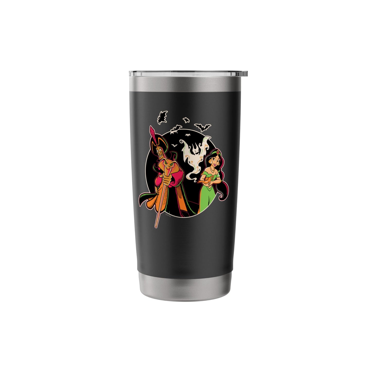 Disney Princess Jasmine and Jafar Aladdin Halloween Bats Stainless Steel Insulated Tumbler