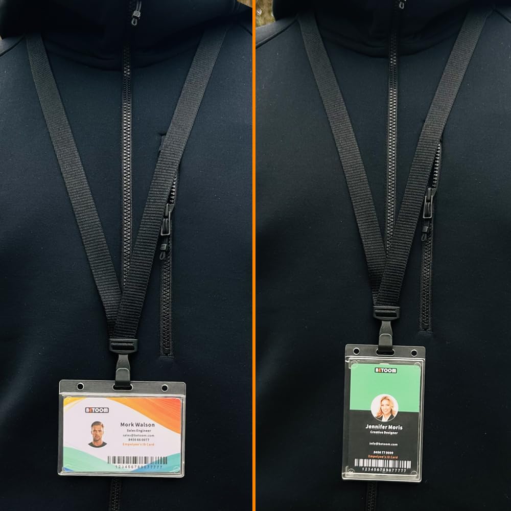 BETOOM 100 Pack Bulk Polyester Breakaway Lanyards with Plastic No Twist Clip & Safety Breakaway Clasp-Great for Radiology-School Hospital-MRI Safe-Neck Strap I.D. Badge Holders 36”(Black)