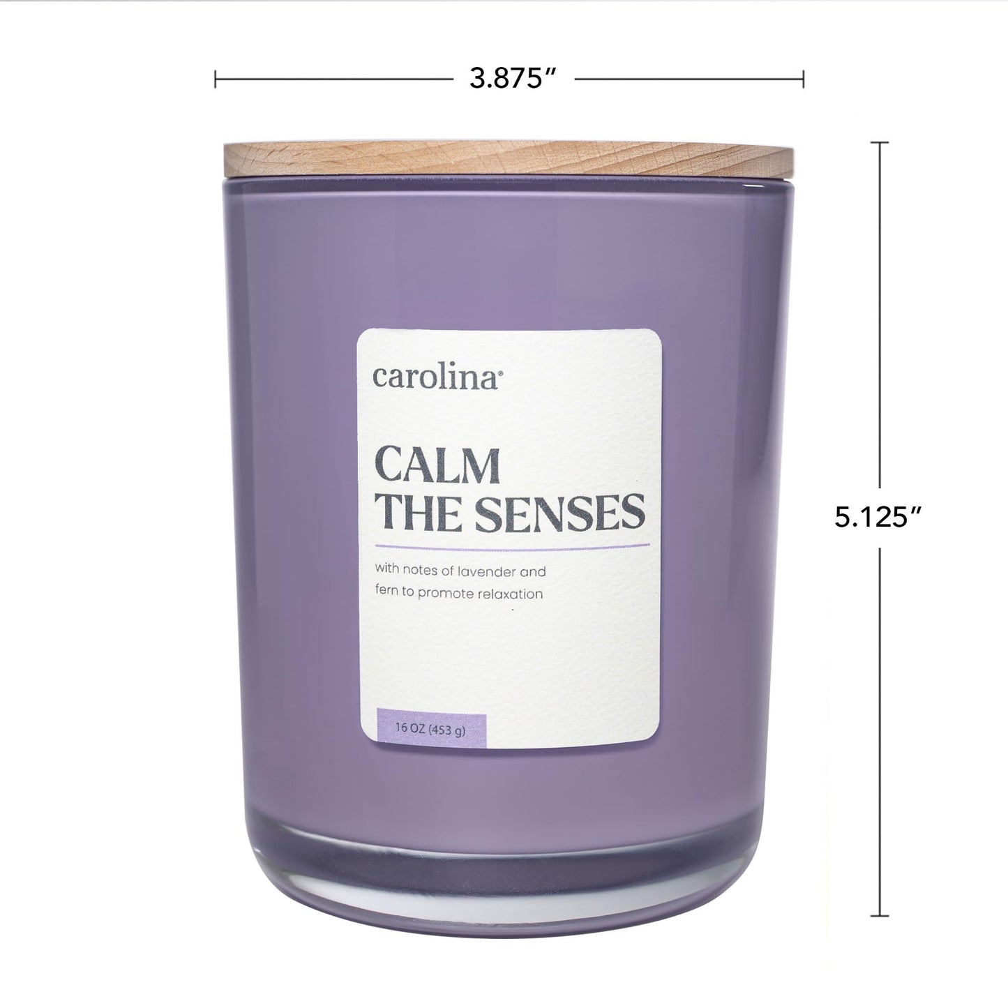 Carolina Calm The Senses Scented Candle, 16 oz Lavender & Fern Scented, 2 Wick Wellness Relaxing Candle, 60H Burn Time, Ideal for Creating a Welcoming Home - Made in The USA