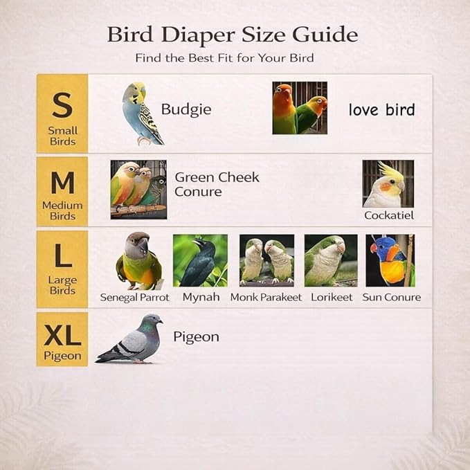 2PCS Bird Diaper Harness Kit with Disposable Pads and Flight Training Leash, Reusable Bird Diaper for Parrots Cockatiels Conures and Parakeets, Adjustable Bird Harness for Indoor Use(M)