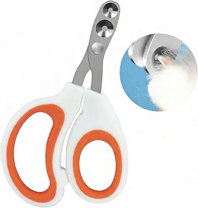 Cat Nail Clippers, Pet Nail Clippers, Cat Claw Trimmers, 2mm & 3mm Circular Cutting Holes for Small Animals Such as Birds, Bearded Dragon, Hamsters, Rabbits, Hedgehogs, Guinea Pigs (Orange)