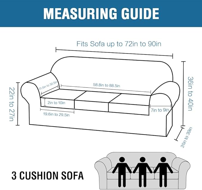 H.VERSAILTEX Modern Velvet Plush 4 Piece High Stretch Sofa Slipcover Strap Sofa