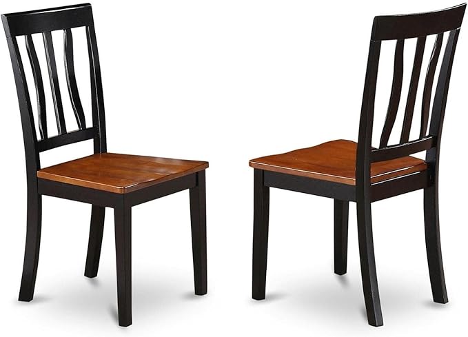 East West Furniture ANC-BLK-W Antique Kitchen Dining Chairs