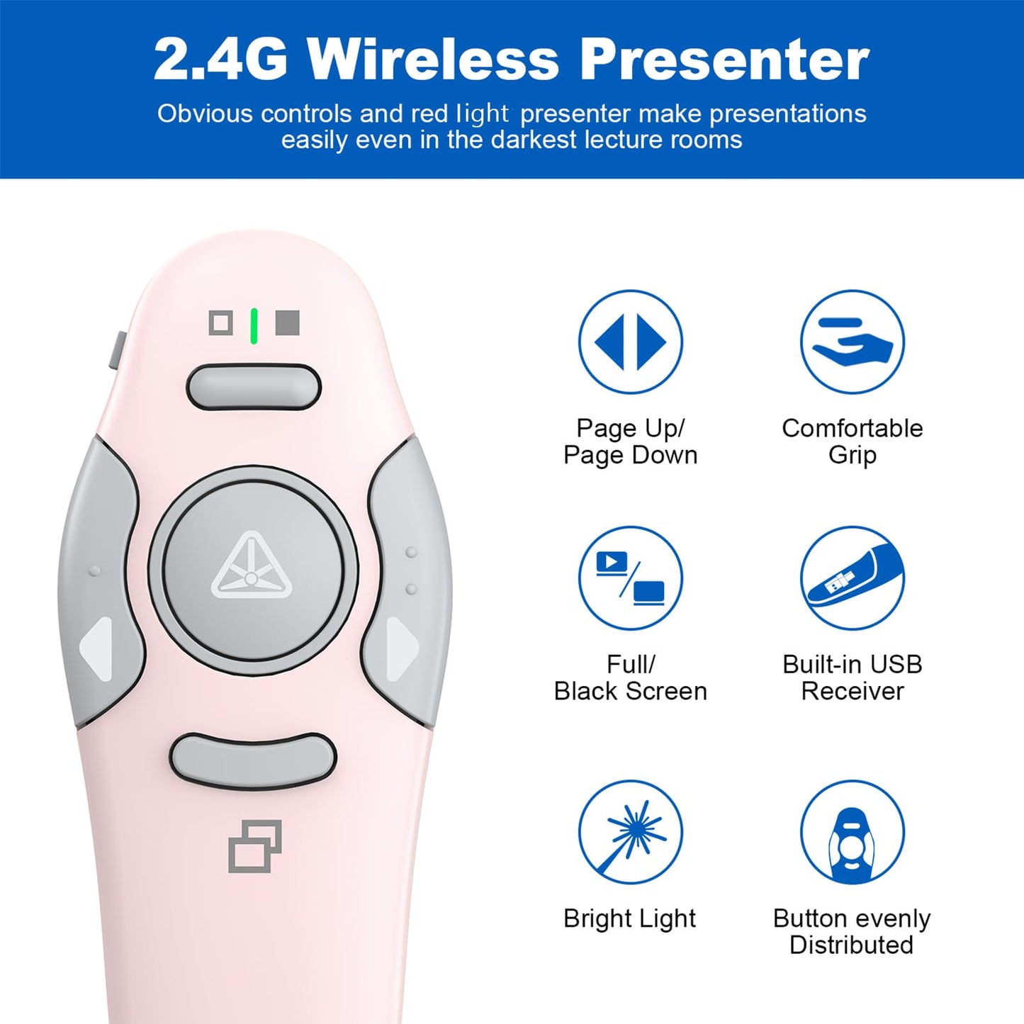QUI Presenter Clicker Bundle | Pen-Shaped USB A Pink & Remote-Shaped USB A Pink