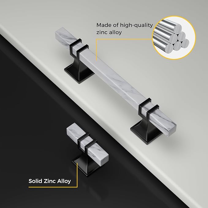 Rergy Cabinet Handles Marble Drawer Pulls and Knobs, T-Bar Hardware